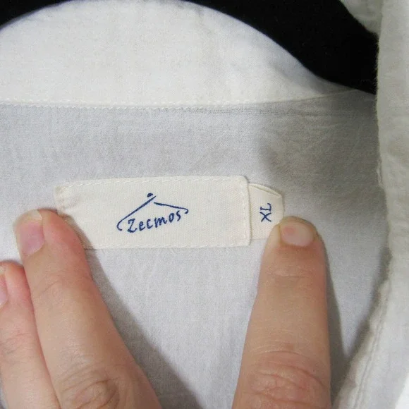 Zecmos Mens XL White Long Sleeve Button Down Shirt Roll Tab Casual - Picture 3 of 9